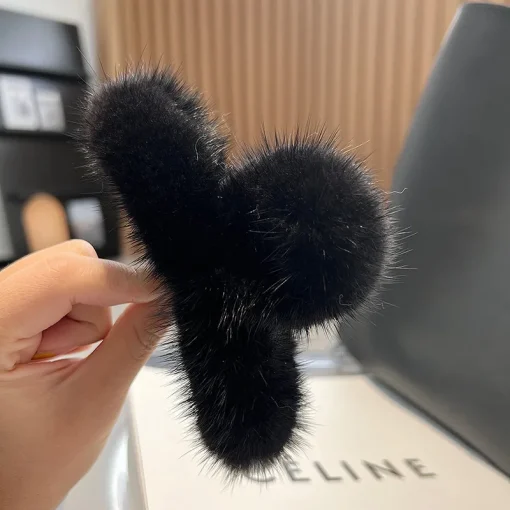 kf S0ddfdbaa422d4db88958aa816bf161ed8 Real Mink Fur Barrettes Winter Fluffy Hair Claw Elegant Acrylic Hairpins Clip Crab Headwear for Women