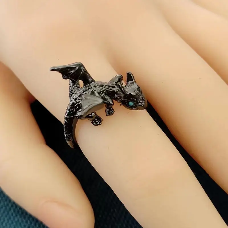 Vintage Dark Dragon Opening Rings for Men Women Cute Animal Silver Color Metal Punk Fashion Finger Ring Fashion Jewelry Party - Image 4