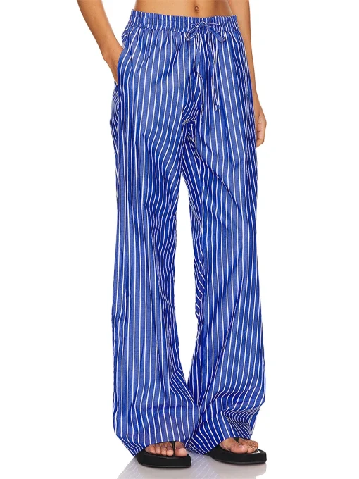 kf S1005277b75ea452081c0fdd84ac431eec Women Harajuku Loose Wide Leg Pants Casual Stripe Print Elastic Drawstring Trousers with Pockets Work Office