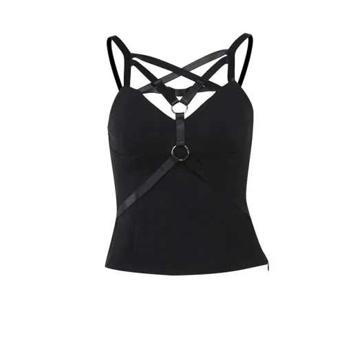 kf S107ce6eb11344737a13c28d592dc73e2C Street Spring 2024 New Spicy Girl Tank Top with Dark Style and Elegant Pentagram Basic Strap