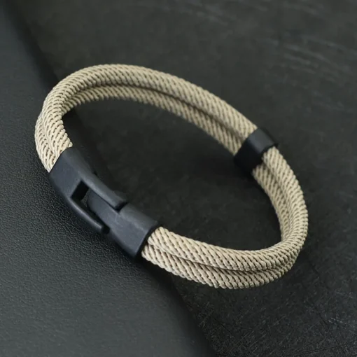 kf S12237aa179bf49178c4919f744cc61e1f New Fashion Men Bracelet Thread Double Layer Detachable Matching Stackable Braslet Leisure Accessories Hombre Erkek Bileklik