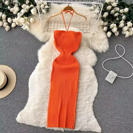 Chic Fashion Sexy Package Hips Split Knitted Summer Dress | Slim Elastic Bodycon Party Dress for Women | Streetwear Outfit 2025 - Image 5