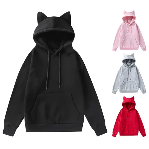 2024 Men's Cat Ears Hoodie - Cute Japanese Pullover Sweatshirt - Image 2