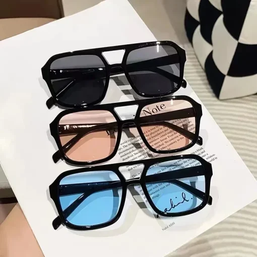 kf S1738ba75e9fb44ba832054696260fc55f 2024 Vintage Oversized Sunglasses Fashion Men Women Square Shades Eyewear Trendy Ins Popular Brand Design UV400