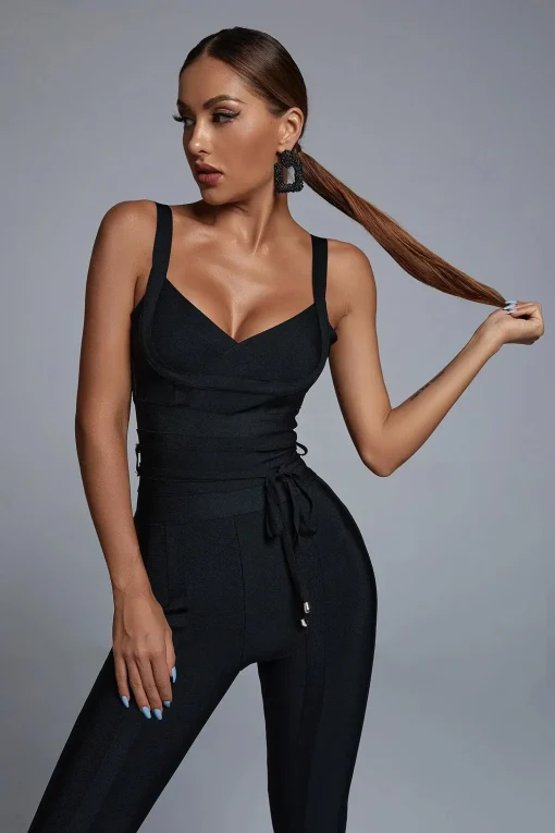 Top Quality V-Neck Bodycon Jumpsuit – Sexy Rayon Bandage Night Club Party Jumpsuit - Image 6