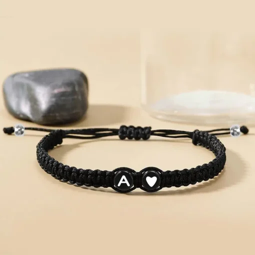 A-Z Initial Heart Braided Bracelet - Adjustable Friendship Jewelry - Image 4