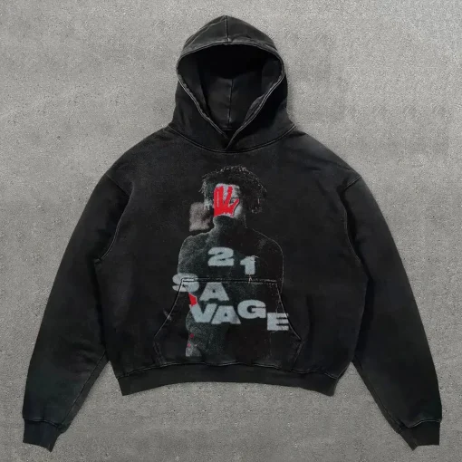 kf S1f1b0218baa24991b770fdaa9963a7b6j New 21 Savage print Hoodie Vintage High Quality Streetwear Y2K Oversized Loose Harajuku Casual Sweatshirt Tracksuit