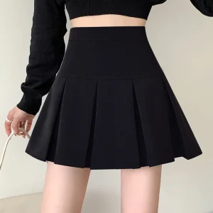 2024 Women’s High-Waisted Pleated Mini Skirt – Preppy A-Line