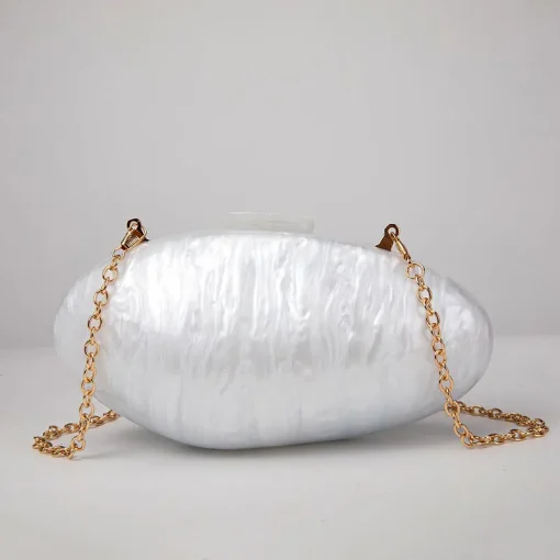 kf S26ba746ddccd4a45887597d6532af75cr Pearl Acrylic Evening Bags Designer Luxury Clutch Purse Mini Women s Wallet Shell Chain Shoulder Crossbody