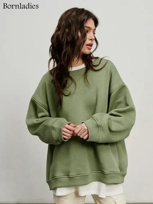 kf S26c9afe226544a9999720120b51f6139q Bornladies Oversized Hoodies Sweatshirts for Women Autumn Winter Thick Warm Fleece Sweatshirt Girls Streetwear Loose Pullovers