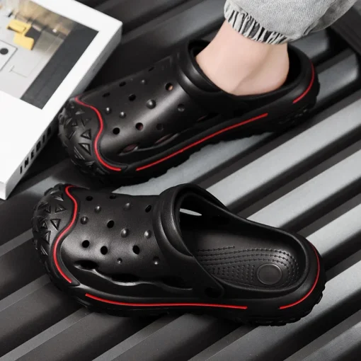 kf S29987c918b534bde8a7bb3fcd3f658ddJ Summer Men s Slippers 2024 Outdoor Gardan Clogs Male Casual Shoes Fashion Luxury Sandals Comfort Home