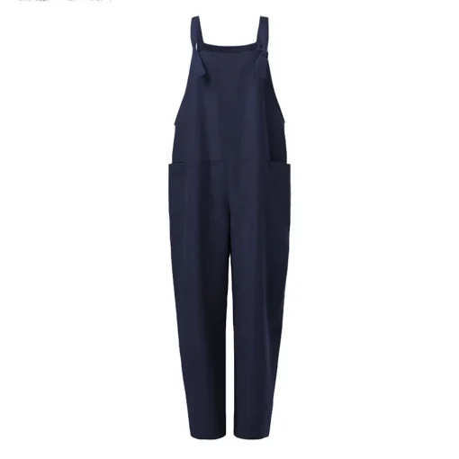 Solid Color Loose Tie Knot Jumpsuit for Women – Casual Sleeveless Harem Overalls - Image 5