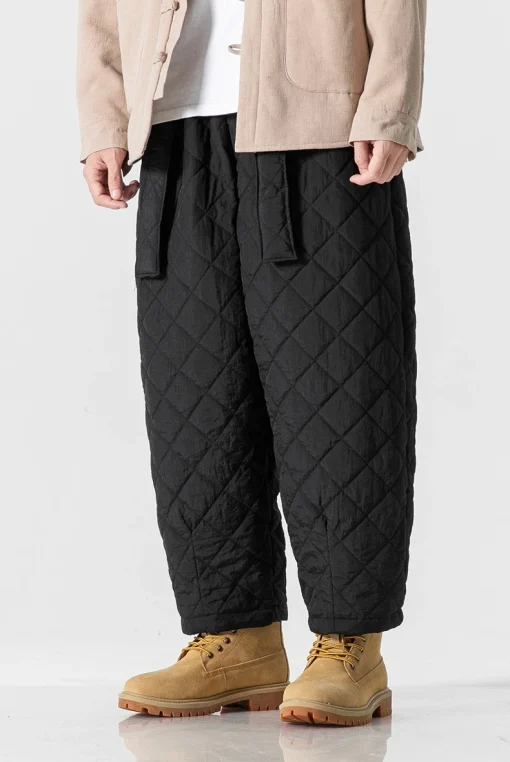 2023 Autumn Winter Quilted Harem Pants for Men – Chinese Style Warm Jogging Sweatpants, Oversized Vintage Casual Trousers - Image 6