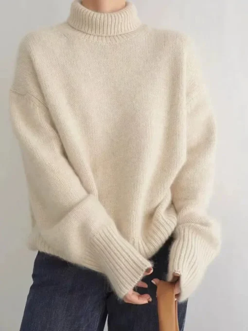 Turtleneck Women's Loose Sweater | Thickened Autumn & Winter Wool Jumper | Cozy Cashmere Lazy Base Top - Image 2