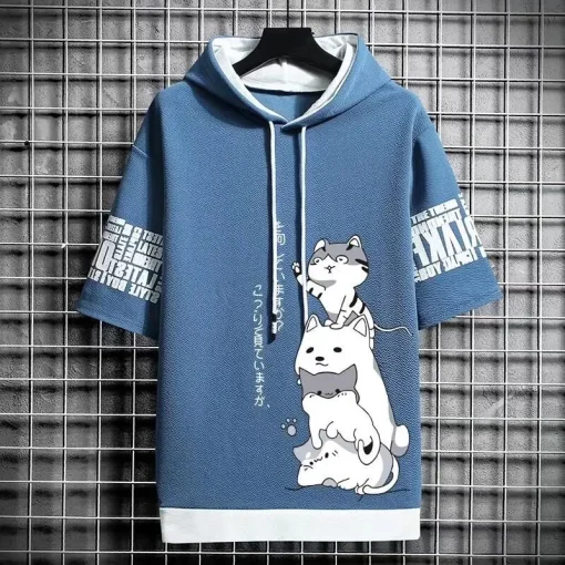 kf S34f3c9a444414857bdd1ce2d30650ce4w Japan Fashion Men s Hoodies Summer Men Clothing Cartoon Casual Harajuku Streetwear Print Hooded Top Short