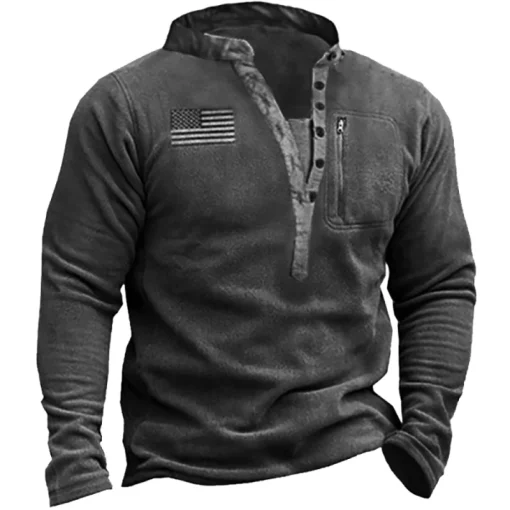 kf S35854e4ef3994965966439e06ea57d325 2024 Spring Sweatshirt For Men s Outdoor Fleece Warm Stand Collar Tactical Sweatshirt Long Sleeve Male