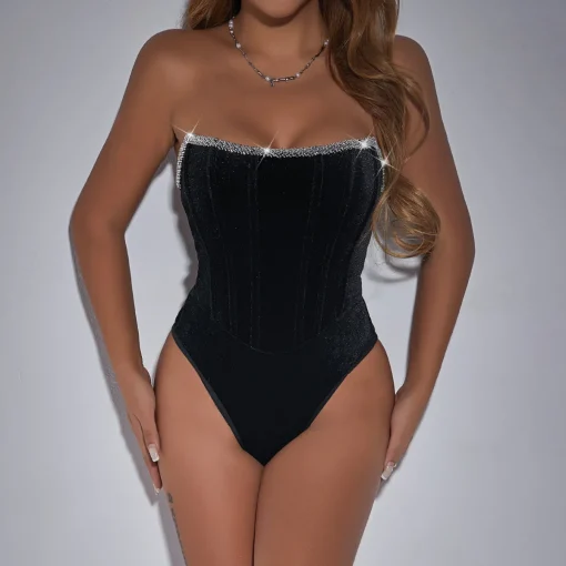 kf S39d0c996b1aa4788a8656d5a3f99fe51T Sexy Premium Velvet Water Diamond Backless Bustier Women Tube Tops Jumpsuits Tops Bra Tight Fitting Corset