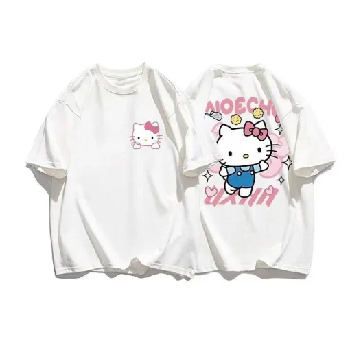 Summer Hello Kitty Casual T-shirt for Women – Loose Fit, Korean Y2K Streetwear