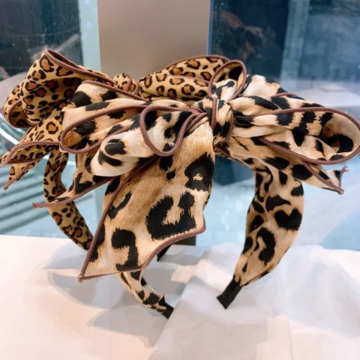 kf S3cc201d281f44bc99cd3f75bcd034a28R 2023 Korean New Leopard Print Bow Hair Band for Women with Headband Trendy Hair Accessories Girls