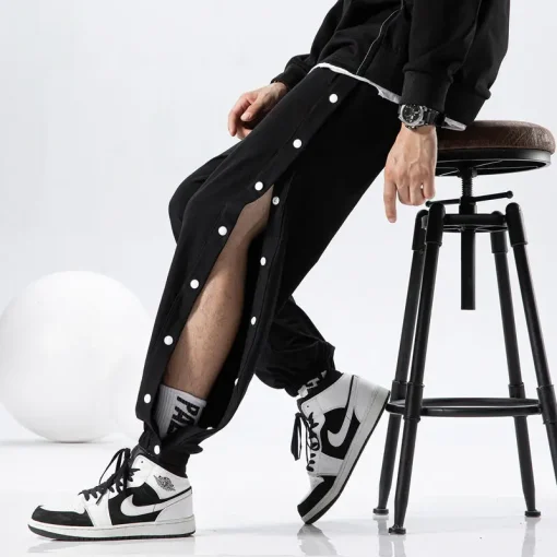 Men's Buttoned Jogger Pants – Casual Sports Trousers for All Seasons - Image 4