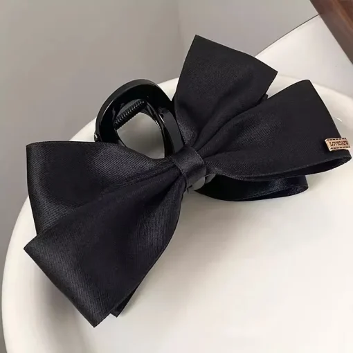 kf S4aab5af4db1346c2b8f8fa0c7db2f3d85 AISHG Large Black Fabric Bow Grab Hair Clips Women s New Korean Style Hairpin Fashion Shark