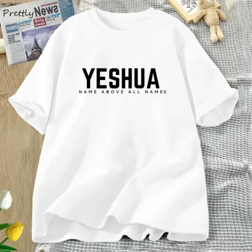 Vintage Yeshua Christian T-Shirt | Women’s Faith Shirt | Jesus Cotton Short Sleeve Letter Print Tee | Unisex Streetwear God Tops - Image 4