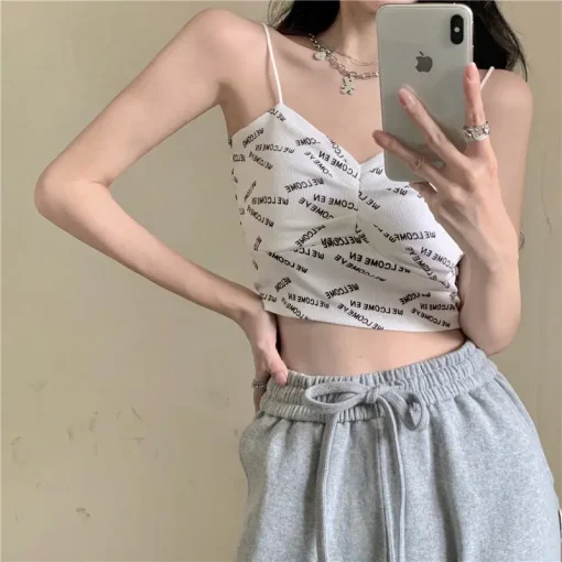 kf S4cb90f6d76b7406aa626027ff96e0c11n Sexy Club Letter Camisole Summer Clothes Women s Crop Top Bra Bralette Vest Tube Top Seamless