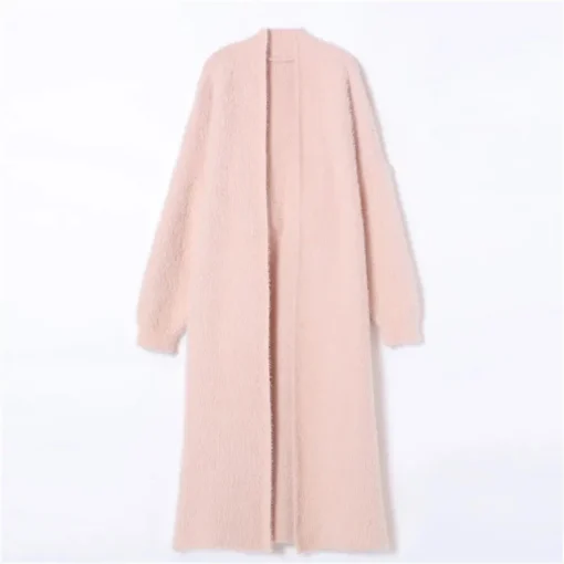 kf S4d12425961db4398b3eb9e20addf46c68 023 Autumn Winter Lazy Style Loose Knee Length Thickened Pure Imitation Mink Fleece Knitted Sweater Cardigan