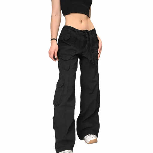 Aesthetics E-Girl Vintage Trousers for Women Low Waist Flare - Image 4