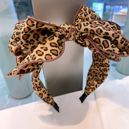 kf S4d30d62a10a14d078df51e8108b29c07A 2023 Korean New Leopard Print Bow Hair Band for Women with Headband Trendy Hair Accessories Girls