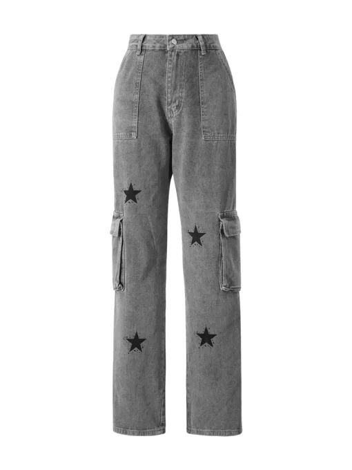 Women Denim Straight Pants Y2K Aesthetic Hip Hop Punk - Image 6