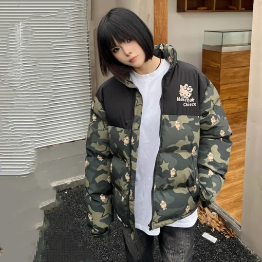 Hello Kitty Winter Cotton Padded Jacket – Y2K Sanrio Loose Jacket, Camouflage Trendy Coat, Couple Gifts - Image 2