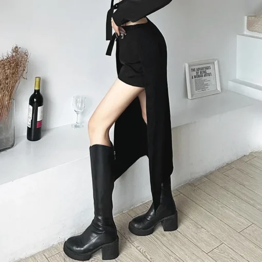 kf S5092ea5074ee4f80ba648156d4beaaa9D Gothic Skirts Goth Dark Techwear Patchwork Sexy Mini Women Grunge Irregular Hem High Waist Cargo Skirt