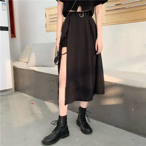 kf S542b63c28598430aa8e50232876b8e19q Long Skirt Women Solid Simple All Match High Waist Womens Korean Fashion Females Casual Comfortable Vintage