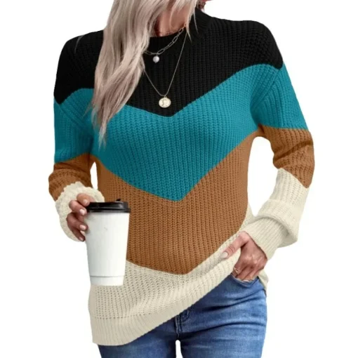 Women's Striped Knit Sweater | Warm Casual Pullover for Autumn & Winter - Image 5