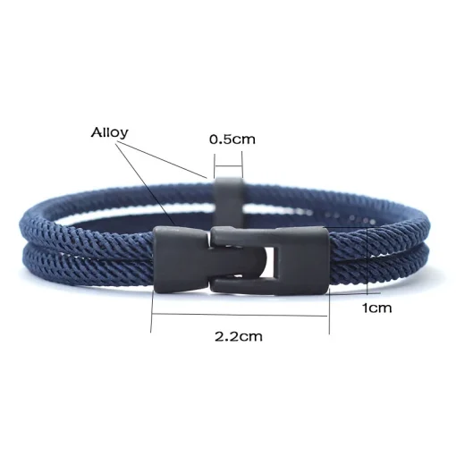 kf S5cbbfbb4e2b24458b6c5d0f2339d6f9eW New Fashion Men Bracelet Thread Double Layer Detachable Matching Stackable Braslet Leisure Accessories Hombre Erkek Bileklik