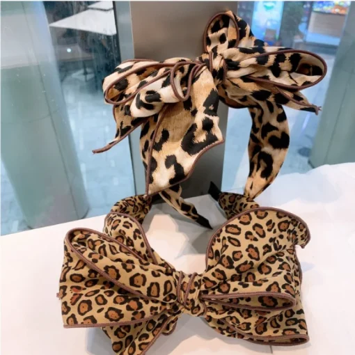 kf S5ce9225244fe43b6b9ac01a286838b3dn 2023 Korean New Leopard Print Bow Hair Band for Women with Headband Trendy Hair Accessories Girls