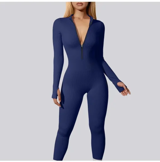 2024 New Women's Fitness Jumpsuit – Casual Sport Workout Romper with Zipper