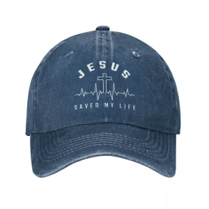 Jesus Christ Christianity Baseball Cap | “Jesus Saved My Life” Print Hat for Men & Women | Adjustable Sun Protection Casual Gorras