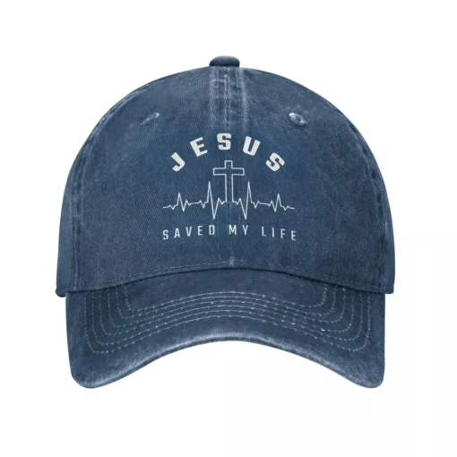 Jesus Christ Christianity Baseball Cap | "Jesus Saved My Life" Print Hat for Men & Women | Adjustable Sun Protection Casual Gorras