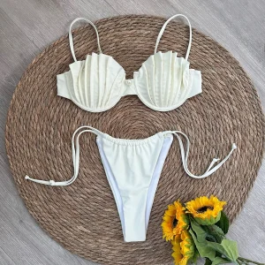 Sexy Shell Micro Bikini 2025 – Brazilian Thong Bikini Set for Women, Low Waist Beach Swimsuit