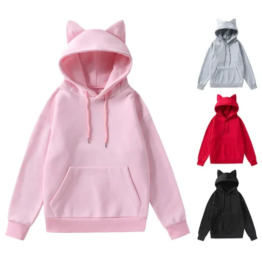 2024 Men's Cat Ears Hoodie - Cute Japanese Pullover Sweatshirt - Image 3