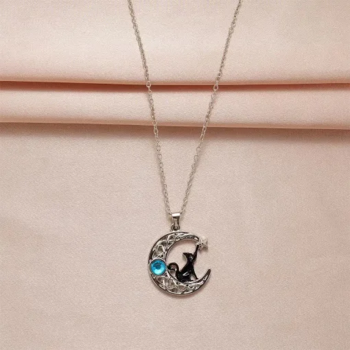 kf S62b0fde4bc94455d8d1ec3699d8ce5c4f 2024 New Cat Moon Stone Chokers Necklace Sparkling Colorful Rhinestone Pendant Necklaces for Women Fashion Gothic