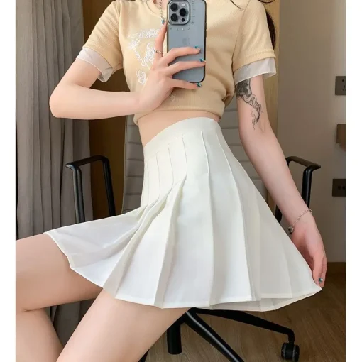 kf S6380d27032414bd7a832fffa09cd6f74o Pink Pleated Skirt Summer Black Mini Skirts Women Sexy Short Skirt White Skirt Kawaii Y2k Skirt