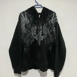 Y2K Skull Print Hoodie Vintage Hip Hop Oversized Sweatshirt