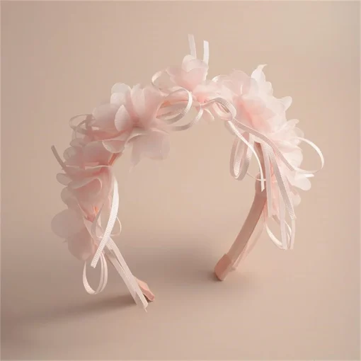 kf S655545a5afc64c1284aec1a9a27f9c5ce New ladies child princess Handmade Flower Girls Headbands Cute Pearl Feather Wedding Crown Princess Dance Party