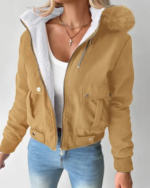 Women’s Hooded Zipper Jacket | Casual Streetwear for Autumn/Winter