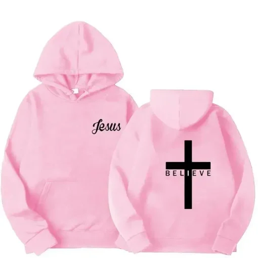 Men's "Believe" Cross Jesus Print Hoodie | Faith-Inspired Streetwear - Image 6