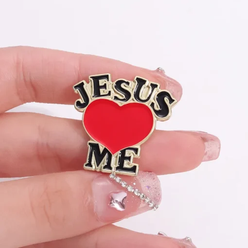 Custom Jesus Love Enamel Brooch | Heart Shaped Pin | Vintage Alloy Lapel Badge | Decorative Pin Jewelry Gift for Friends - Image 5