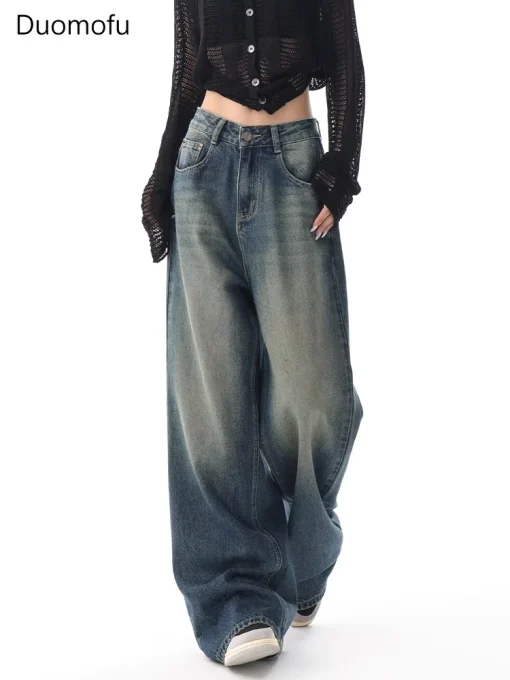 Women’s High Waisted Straight Jeans – Vintage Chic, Button Fly, Casual Full-Length - Image 2